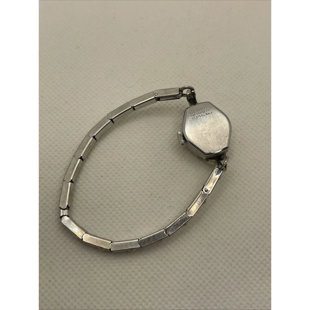 Vintage Benrus 10k RGP Women's Diamond Ruby Dial Watch For Parts Or Repair